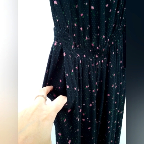 Aritzia Sunday Best Taggie Black Jumpsuit S Roses Floral Pull On Strapless - Picture 11 of 15